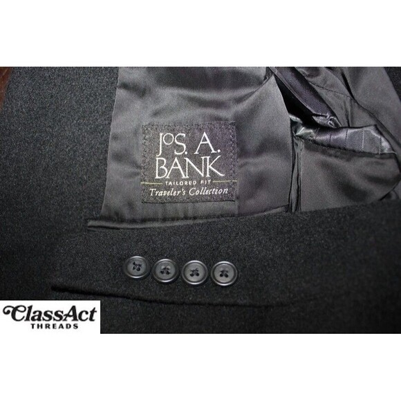 Jos A Bank Sport Coat Mens Black Camel Hair Tailor Fit Blazer Jacket 2 Btn 40L - Picture 9 of 9